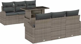 vidaXL Σετ Καναπέ Κήπου με μαξιλάρι 7 pcs Γκρι Πολυ ράταν