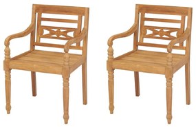 Καρέκλες Batavia 2 τεμ. από Μασίφ Ξύλο Teak - Καφέ