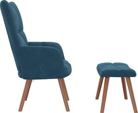 vidaXL Πολυθρόνα Relax Μπλε Βελούδινη με Σκαμπό