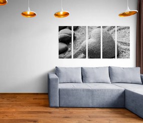 Εικόνα 5 τμημάτων Πέτρα Ζεν σε σχήμα καρδιάς σε μαύρο & άσπρο - 200x100