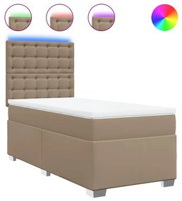 vidaXL Κρεβάτι Boxspring με Στρώμα Καπουτσίνο 100x200εκ.από Συνθ.Δέρμα