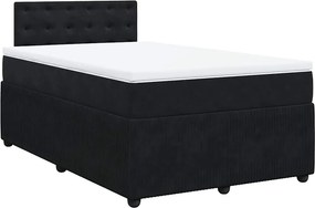 vidaXL Κρεβάτι Boxspring με Στρώμα Μαύρο 120x190 εκ. Βελούδινο
