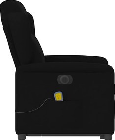 vidaXL Πολυθρόνα Μασάζ Ηλεκ. Ανακλινόμενη με Ανύψωση Μαύρη Υφασμάτινη