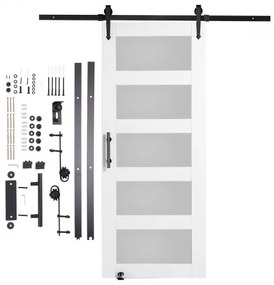 VEVOR Barn Door and Hardware Kit 30&quot; x 84&quot; Wood and Glass Sliding Barn Door Kit