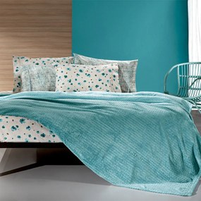 Κουβέρτα Fleece Υπέρδιπλη (220x240) + Διακοσμητική Μαξιλαροθήκη (Σετ) Guy Laroche Rombus Petrol