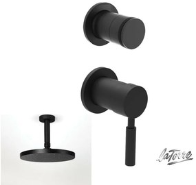 La Torre NEW TECH Black matt 12051SP-400 34374-400 Μίκτης εντ+εκτροπέας περ/ικός 2 εξ+Αν/μενη Κεφαλή Round Ø30εκ+Μπράτσο Οροφής