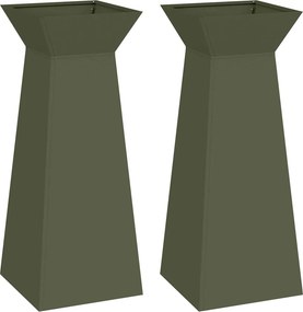 vidaXL Γλάστρα Πυλώνας 2 τμχ. Ελιά 40 x 40 x 100 cm