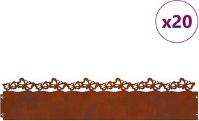 vidaXL Περιγράμματα γκαζόν 20 pcs 103 x 0,05 x 22 εκ Σκ rusty