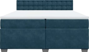 vidaXL Κρεβάτι Boxspring με Στρώμα Μπλε 200x200 εκ. Βελούδινο