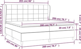 vidaXL Κρεβάτι Boxspring με Στρώμα Μαύρο 200x200 εκ. Υφασμάτινο