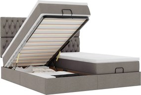 vidaXL Οθωμανικό κρεβάτι με στρώματα Taupe 160x200cm ύφασμα