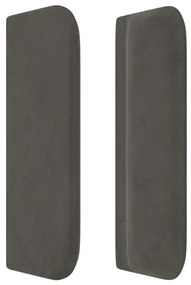 Κεφαλάρι με Πτερύγια Σκούρο Γκρι 183x16x78/88 εκ. Βελούδινο - Γκρι