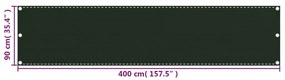 vidaXL Διαχωριστικό Βεράντας Σκούρο Πράσινο 90 x 400 εκ. από HDPE