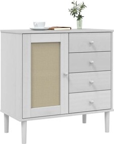 vidaXL Ντουλάπι SENJA Λευκό / Όψη Ρατάν 80x40x80 εκ. Μασίφ Ξύλο Πεύκου