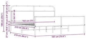 ΣΚΕΛΕΤΟΣ ΚΡΕΒ. ΧΩΡΙΣ ΣΤΡΩΜΑ SONOMA ΔΡΥΣ 183X213 ΕΚ. ΜΕΤΑΛΛΙΚΟ 3318696