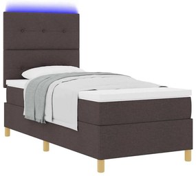 vidaXL Κρεβάτι με ελατήρια Σκούρο καφέ Σκούρο καφέ 100 x 200 cm ύφασμα