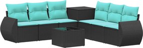 vidaXL Σετ Καναπέ 8 τμχ. Μαύρο και μπλε 55 x 55 x 37 εκ