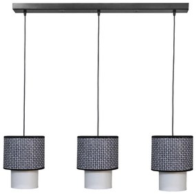 Φωτιστικό Οροφής - Ράγα 14-0274 3/Ε27 100x100cm Αμπαζούρ Φ16,5/10cm Black-White Heronia Metal, Fabric