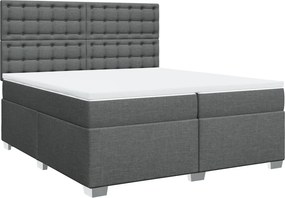 vidaXL Κρεβάτι Boxspring με Στρώμα Σκούρο Γκρι 200x200 εκ. Υφασμάτινο