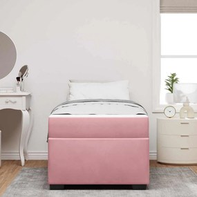 vidaXL Σκελετός Κρεβατιού με στρώμα Ροζ 90 x 190 cm ύφασμα