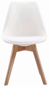 MARTIN Καρέκλα Ξύλο, PP Άσπρο Μονταρισμένη Ταπετσαρία -  49x57x82cm