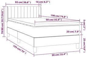 vidaXL Κρεβάτι Boxspring με Στρώμα Σκούρο Γκρι 90x190 εκ. Υφασμάτινο