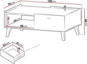 Τραπεζάκι σαλονιού Vurkizo 1SZ - 100.00Χ70.00Χ40.00cm