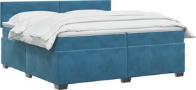 vidaXL Κρεβάτι box spring με στρώμα Σκούρο Μπλε 200 x 200 cm Βελούδο