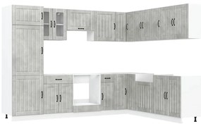 vidaXL Σετ Ντουλάπια Κουζίνας 14 τεμ. Lucca Γκρι Σκυροδ. Επεξ. Ξύλο