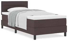 vidaXL Κρεβάτι Βάσης με Στρώμα Σκούρο Καφέ 90x190 cm Ύφασμα