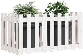 vidaXL Ζαρντινιέρα Υπερυψωμένη Σχ Φράχτη Λευκή 100x50x50εκ Μασίφ Πεύκο