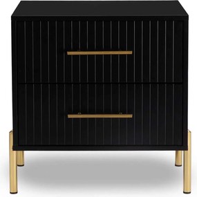 FINO Κομοδίνο με 2 Συρτάρια, Μαύρο