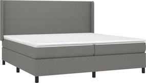 vidaXL Κρεβάτι Boxspring με Στρώμα &amp; LED Σκ.Γκρι 200x200εκ. Υφασμάτινο