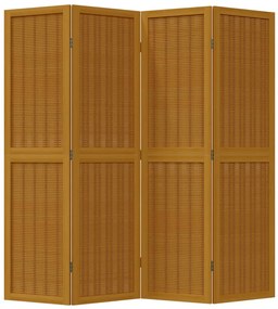 vidaXL Διαχωριστικό Χώρου με 4 Πάνελ Καφέ από Μασίφ Ξύλο Παυλώνιας