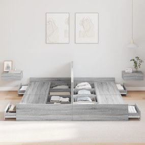 vidaXL Κρεβάτι με αποθηκευτικό χώρο Γκρι sonoma 200 x 200 cm