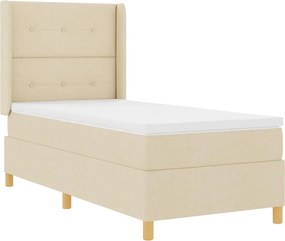 vidaXL Κρεβάτι με ελατήρια με στρώμα Κρεμ 100 x 200 cm ύφασμα