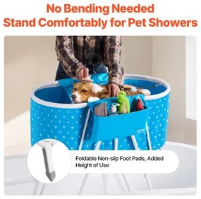 VEVOR Foldable Dog Bathtub Elevated Light Blue Pet Bathing Station for Dog &amp; Cat