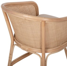 Καρέκλα - Πολυθρόνα ΚΙΚΟ C9839 Φυσικό Rattan με Λευκό Μαξιλάρι 61x71x76Yεκ. 61x71x76 εκ.