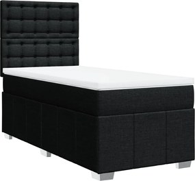 vidaXL Κρεβάτι Boxspring με Στρώμα Μαύρο 100 x 200 εκ. Υφασμάτινο