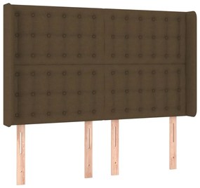 vidaXL Κρεβάτι Boxspring με Στρώμα &amp; LED Σκ.Καφέ 140x200 εκ Υφασμάτινο