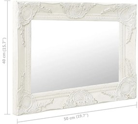vidaXL Καθρέφτης Τοίχου με Μπαρόκ Στιλ Λευκός 50 x 40 εκ.