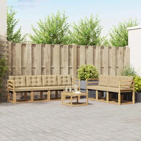 vidaXL Σειρά Καναπέ Εξωτερικού με μαξιλάρι 8 pcs Λευκό και Μπεζ