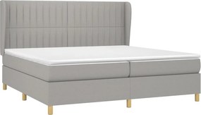 vidaXL Κρεβάτι Boxspring με Στρώμα Ανοιχτό Γκρι 200x200 εκ. Υφασμάτινο