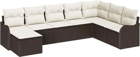 vidaXL Σετ Καναπέ Κήπου με μαξιλάρι 8 pcs Καφέ Πολυ ράταν