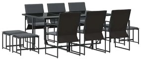 vidaXL Σετ κήπου 11 τεμαχίων με μαξιλάρες, ατσάλι και υφασμάτινη Textilene.