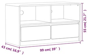 Έπιπλο Τηλεόρασης SAUDA Χρώμα Δρυός 99x43x55 εκ. Μασίφ Πεύκο	 - Καφέ