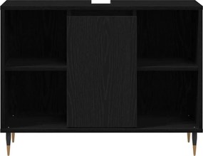 vidaXL Ντουλάπι Μπάνιου Μαύρο 80 x 33 x 60 εκ Επεξεργασμένο ξύλο
