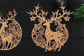 Intra απο ξύλο plywood 3mm-4mm πάχος Χριστουγεννιάτικο Deer Metal Wall Art Δίασταση 40x40 cm INTRAFABR-112318090