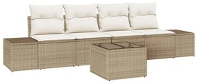 vidaXL Σετ Καναπέ Κήπου με μαξιλάρι 5 pcs Μπεζ, Κρέμα 55 x 55 x 37 εκ