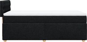 vidaXL Κρεβάτι Boxspring με Στρώμα Μαύρο Single Υφασμάτινα